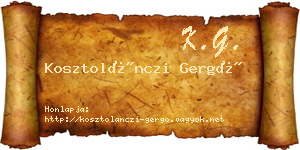 Kosztolánczi Gergő névjegykártya